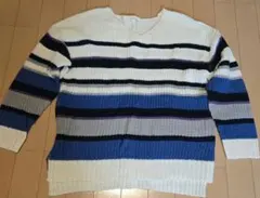 ストライプ Vネックセーター