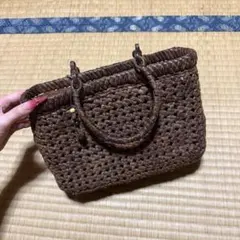 つる工房鷹山 山葡萄 網代編み かごバッグ内布ポケット付き 三越購入