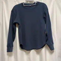 UNIQLO　クルーネックワッフルトレーナー　ネイビー