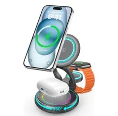 (超美品)3in1ワイヤレス急速充電器｜マグセーフ対応・折りたたみ式¥3,799