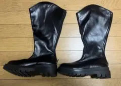 ブラックロングブーツ厚底ソール