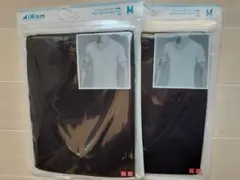 ユニクロ　エアリズム　M　黒　Vネック　T　半袖　２枚セット