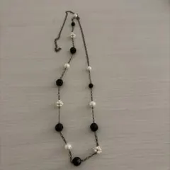 ロングネックレス パール調 ビーズ