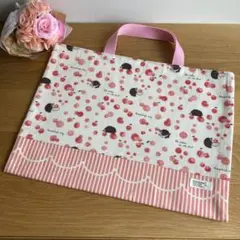 レッスンバッグ　ハリネズミ　ピンク　女の子　りんご　通園バッグ　お道具袋　絵本袋
