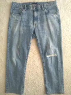 UNIQLO ユニクロ　ダメージ加工スキニーデニム ライトブルー 33　裾上済