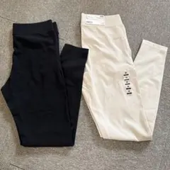 ユニクロ　ウルトラストレッチ　リブレギンスパンツ　　白　黒　2点セット　新品あり