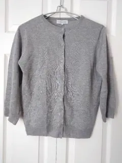 CLOSSHI グレー ニット 七分袖 カーディガン