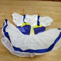 コスプレ衣装 白 青 フリル付きドレス キッズ　幼稚園児用