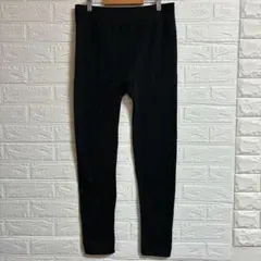 studio【L〜XL】ヘリンボーン柄 ニットレギンス ブラック 大きいサイズ