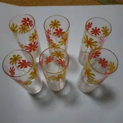 昭和　アデリアレトロ　花柄ガラスコップ 6個セット