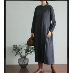 新品！アーバンリサーチ ドアーズ サイドプリーツ 切替ワンピース M チャコール