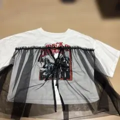 チュール レースアップ 半袖 Tシャツ ホワイト