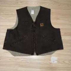 【美品】USA製 Carhartt ダックベスト ダークブラウン