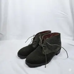 UNISA ウニサ スペイン製 異素材コンビ レースアップ ショートブーツ 37