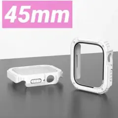 アップルウォッチ カバー ケース 白 保護フィルム 一体型 45mm スポーツ