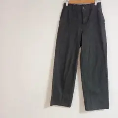 ブラックストレートパンツ コットン混紡 カジュアル　サイドポケット　ウエストゴム