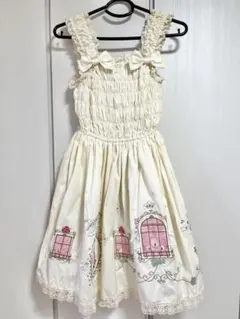 BABY,♡ BABY 天使の窓柄アップリケジャンパースカート♡生成り♡難あり
