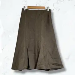 a2785＊REAL JUST＊フレアスカート 38 ウール100% 日本製 茶
