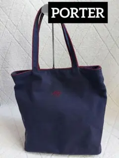 ✨美品✨ポーターPORTERリバーシブル トートバッグ ネイビー×チェック柄