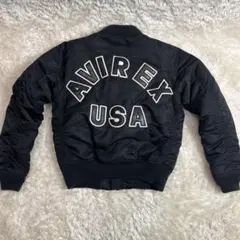 【人気】AVIREX フライトジャケット　リバーシブル　アーチロゴ　バック　黒