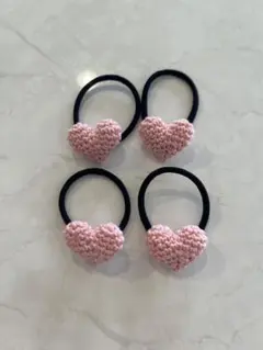ハートのヘアゴム　ピンク　4個セット