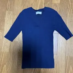 中古AZULby moussy半袖 Vネック セーター　サイズM カラーネイビー