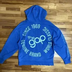 最終お値下げ　GAP プルオーバー　パーカー　ブルー　でかロゴ　L
