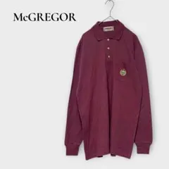 マックレガー ポロシャツ M 長袖 鹿の子 ワインレッド ロゴ刺繍