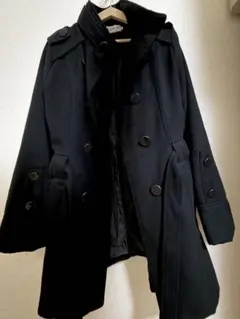 ブラック トレンチ　コート ウエストベルト付き