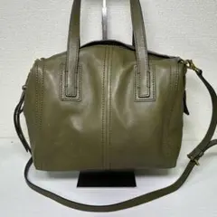 FOSSIL フォッシル 本革 2way レザーバッグ オリーブ カーキのサムネイル