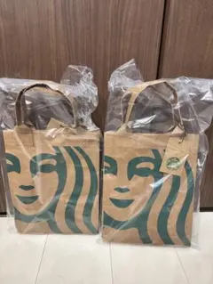 スターバックス　クラフトペーパーショッパー S 2つ