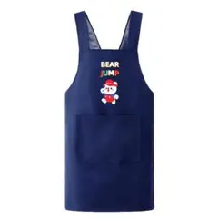 キッズエプロン バッククロスエプロン 紐レス 防水 子供用エプロン ネイビー L