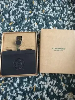 【Starbucks】 リール付きパスケース ブラック