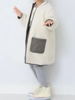 B:MINGリバーシブルボアコート ホワイト 130cm