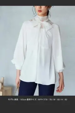 新品タグ付RUIRUE BOUTIQUE トライアングルレースボウタイブラウス