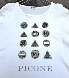 日本製　PICONE 綿100%半袖Tシャツ　白　ロゴ入り　40 レディースのサムネイル