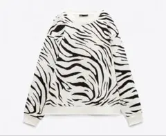 タグなし未使用♪ZARA ザラ 裏起毛 スウェット トレーナー ゼブラ