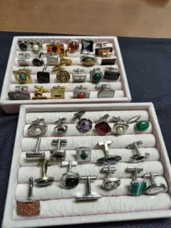 まとめ売り　片カフスボタン41点セット 多様なデザイン　天然石あり