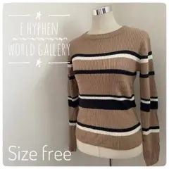E hyphen world gallery ストライプ柄 長袖ニット セーター