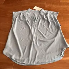 Vis ライトブルー ノースリーブシャツ Vネック