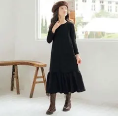 スウェットワンピース　フォーマル　ルームウェア　裏起毛　マキシ丈　韓国子供服