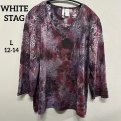 WHITE STAG 【L/12-14】Vネック長袖シャツ