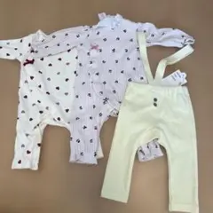 アプレレクール カバーオール、サスペンダー付きリブパンツ 70cm 3点セット