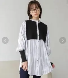 【JEANASIS】ニットドッキングシャツ