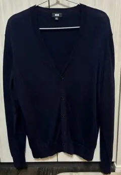 UNIQLOユニクロ　メリノVネックウールセーター　ネイビー　Mサイズ