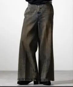 【CLEL】ヴィンテージデザイン フレアデニムパンツ M　ブルー　ブラウン