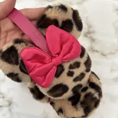 【販売終了】ミニー ヒョウ柄 イヤーマフ ディズニー耳あて ピンクリボンパール付