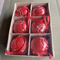 赤いクリスマスボール 6個セット オーナメント