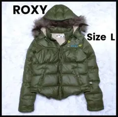 ROXY ロキシー ファーダウンジャケット フーディー 短丈 L y2k