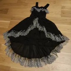 難あり】ATELIER PIERROT 赤黒チェック 薔薇柄ジャンパースカート